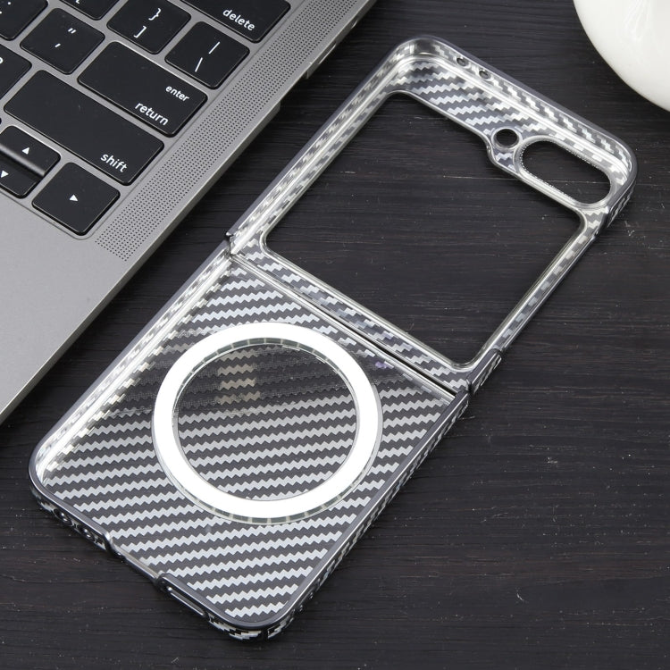 For Samsung Galaxy Z Flip5 6D Plated Carbon Fiber Clear Magsafe PC Phone Case(Starry Black) - Galaxy Z Flip5 Cases by buy2fix | Online Shopping UK | buy2fix