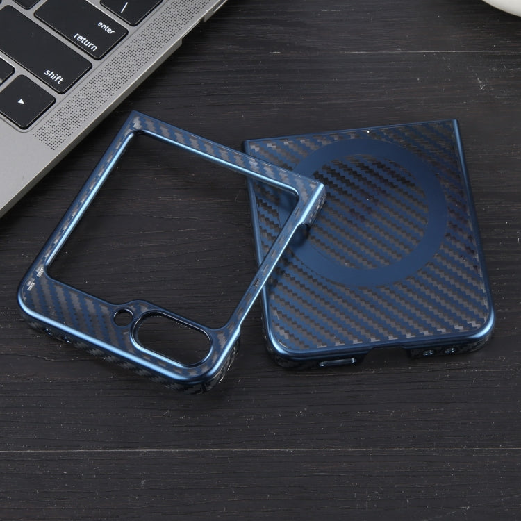 For Samsung Galaxy Z Flip5 6D Plated Carbon Fiber Clear Magsafe PC Phone Case(Dream Blue) - Galaxy Z Flip5 Cases by buy2fix | Online Shopping UK | buy2fix