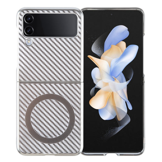 For Samsung Galaxy Z Flip4 6D Plated Carbon Fiber Clear Magsafe PC Phone Case(Starlight Silver) - Galaxy Z Flip4 5G Cases by buy2fix | Online Shopping UK | buy2fix