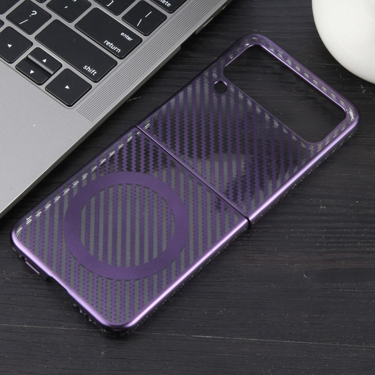 For Samsung Galaxy Z Flip4 6D Plated Carbon Fiber Clear Magsafe PC Phone Case(Aurora Purple) - Galaxy Z Flip4 5G Cases by buy2fix | Online Shopping UK | buy2fix