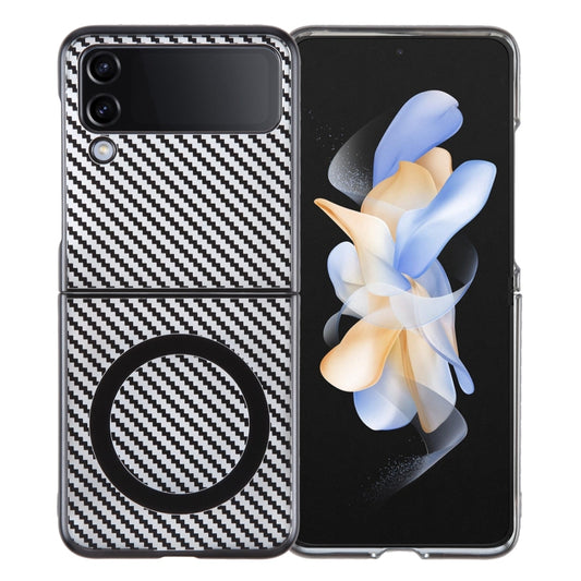 For Samsung Galaxy Z Flip4 6D Plated Carbon Fiber Clear Magsafe PC Phone Case(Starry Black) - Galaxy Z Flip4 5G Cases by buy2fix | Online Shopping UK | buy2fix