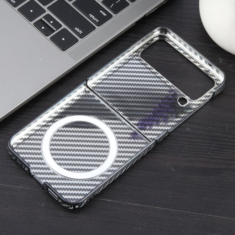 For Samsung Galaxy Z Flip4 6D Plated Carbon Fiber Clear Magsafe PC Phone Case(Starry Black) - Galaxy Z Flip4 5G Cases by buy2fix | Online Shopping UK | buy2fix