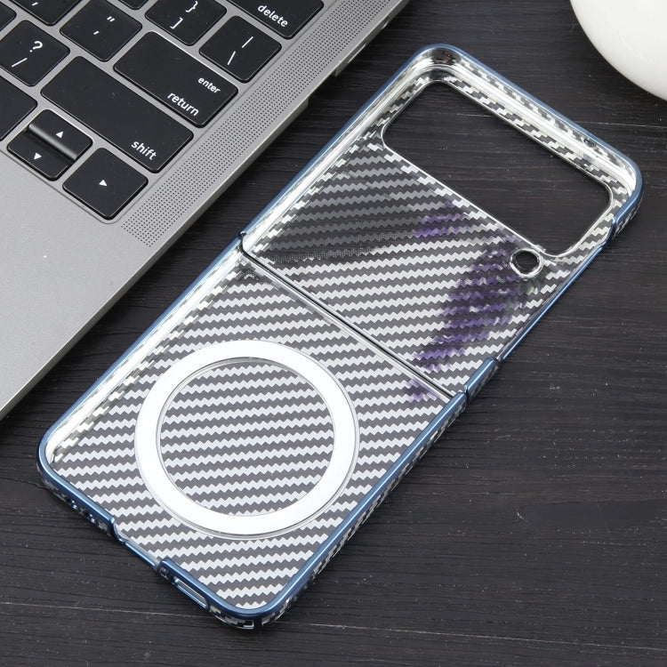 For Samsung Galaxy Z Flip4 6D Plated Carbon Fiber Clear Magsafe PC Phone Case(Dream Blue) - Galaxy Z Flip4 5G Cases by buy2fix | Online Shopping UK | buy2fix