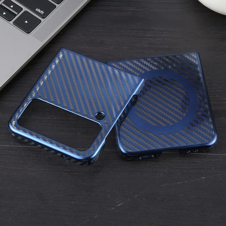 For Samsung Galaxy Z Flip4 6D Plated Carbon Fiber Clear Magsafe PC Phone Case(Dream Blue) - Galaxy Z Flip4 5G Cases by buy2fix | Online Shopping UK | buy2fix