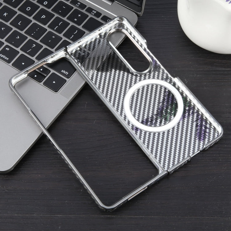 For Samsung Galaxy Z Fold4 6D Plated Carbon Fiber Clear Magsafe PC Phone Case(Titanium Grey) - Galaxy Z Fold4 5G Cases by buy2fix | Online Shopping UK | buy2fix