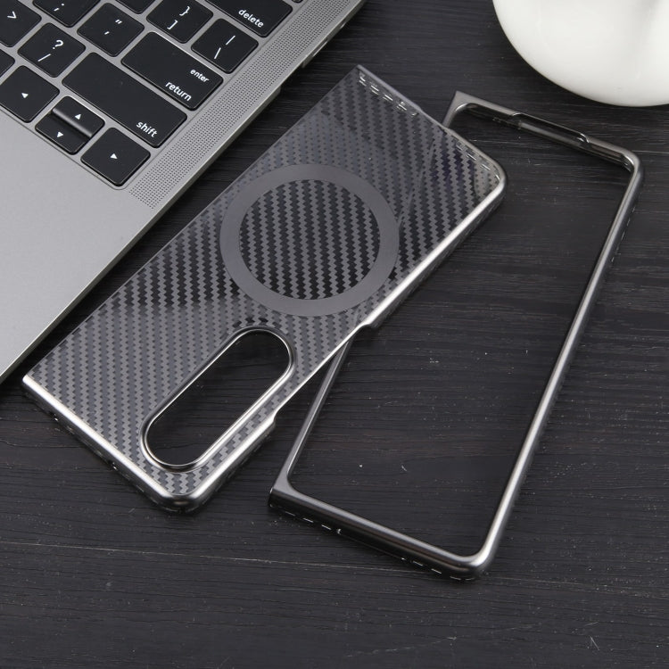 For Samsung Galaxy Z Fold4 6D Plated Carbon Fiber Clear Magsafe PC Phone Case(Titanium Grey) - Galaxy Z Fold4 5G Cases by buy2fix | Online Shopping UK | buy2fix