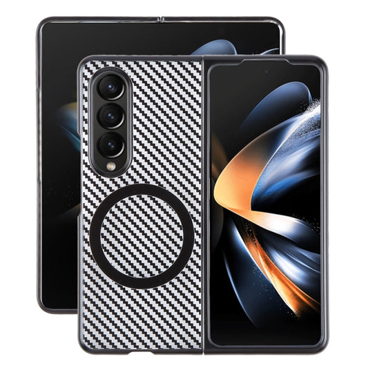 For Samsung Galaxy Z Fold4 6D Plated Carbon Fiber Clear Magsafe PC Phone Case(Starry Black) - Galaxy Z Fold4 5G Cases by buy2fix | Online Shopping UK | buy2fix