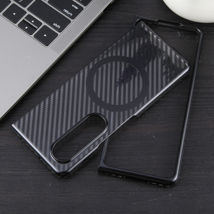 For Samsung Galaxy Z Fold4 6D Plated Carbon Fiber Clear Magsafe PC Phone Case(Starry Black) - Galaxy Z Fold4 5G Cases by buy2fix | Online Shopping UK | buy2fix