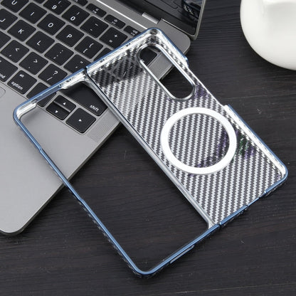 For Samsung Galaxy Z Fold4 6D Plated Carbon Fiber Clear Magsafe PC Phone Case(Dream Blue) - Galaxy Z Fold4 5G Cases by buy2fix | Online Shopping UK | buy2fix