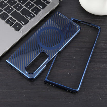 For Samsung Galaxy Z Fold4 6D Plated Carbon Fiber Clear Magsafe PC Phone Case(Dream Blue) - Galaxy Z Fold4 5G Cases by buy2fix | Online Shopping UK | buy2fix