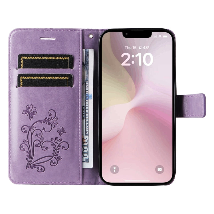 For iPhone 16e 3D Butterfly Embossed Pattern Flip Leather Phone Case(Purple) by buy2fix