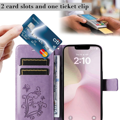 For iPhone 16e 3D Butterfly Embossed Pattern Flip Leather Phone Case(Purple) by buy2fix