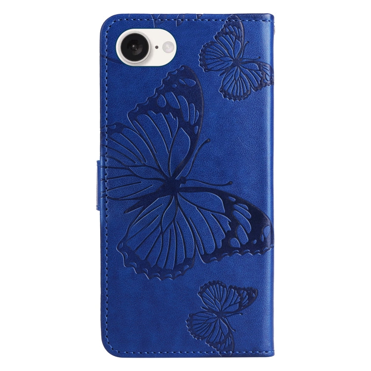 For iPhone SE 2024 3D Butterfly Embossed Pattern Flip Leather Phone Case(Blue) - More iPhone Cases by buy2fix | Online Shopping UK | buy2fix