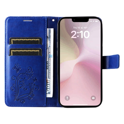 For iPhone 16e 3D Butterfly Embossed Pattern Flip Leather Phone Case(Blue) by buy2fix