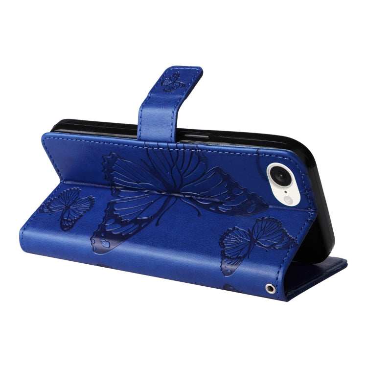 For iPhone 16e 3D Butterfly Embossed Pattern Flip Leather Phone Case(Blue) by buy2fix