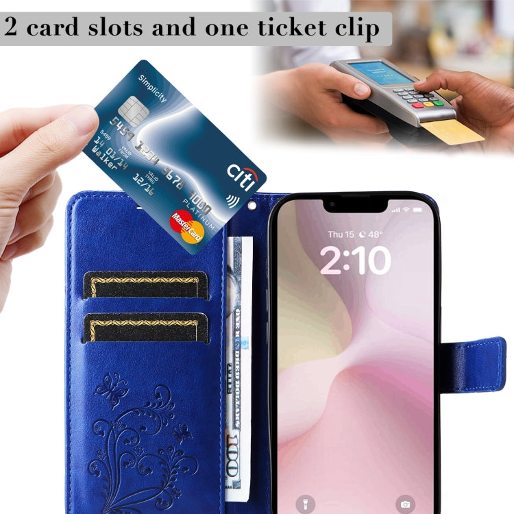 For iPhone 16e 3D Butterfly Embossed Pattern Flip Leather Phone Case(Blue) by buy2fix