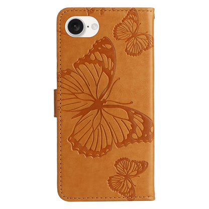 For iPhone 16e 3D Butterfly Embossed Pattern Flip Leather Phone Case(Yellow) by buy2fix