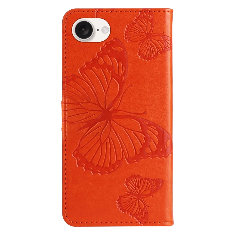 For iPhone 16e 3D Butterfly Embossed Pattern Flip Leather Phone Case(Orange) by buy2fix