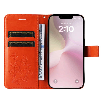 For iPhone 16e 3D Butterfly Embossed Pattern Flip Leather Phone Case(Orange) by buy2fix
