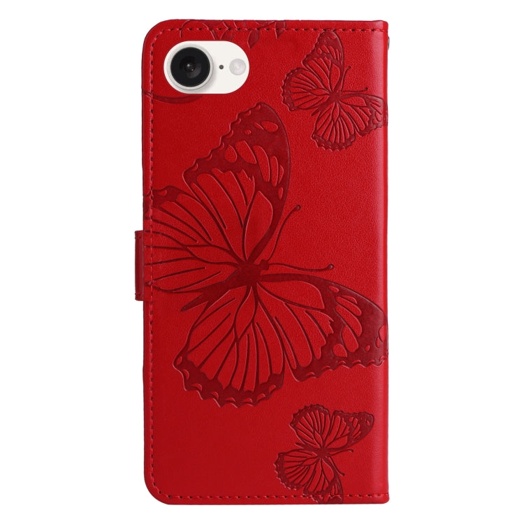 For iPhone 16e 3D Butterfly Embossed Pattern Flip Leather Phone Case(Red) by buy2fix