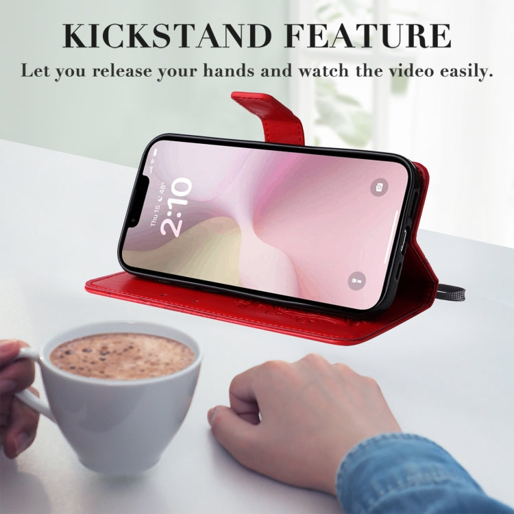 For iPhone 16e 3D Butterfly Embossed Pattern Flip Leather Phone Case(Red) by buy2fix