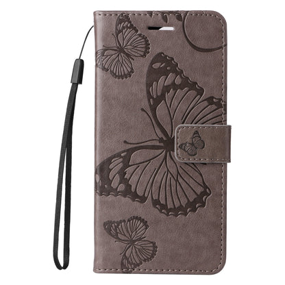 For iPhone 16e 3D Butterfly Embossed Pattern Flip Leather Phone Case(Grey) by buy2fix
