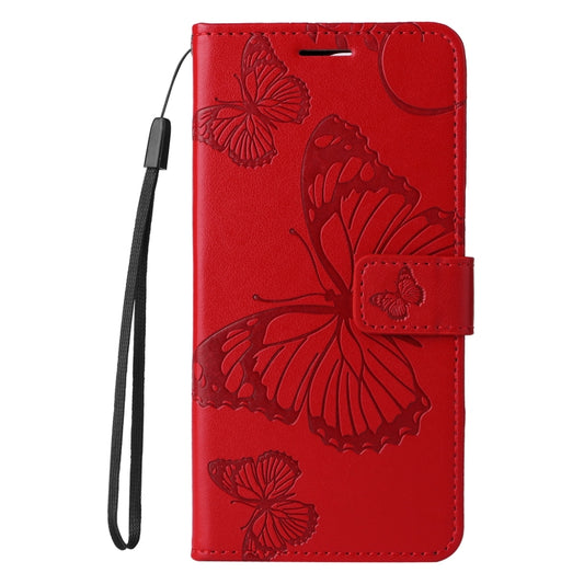 For iPhone 16 3D Butterfly Embossed Pattern Flip Leather Phone Case(Red) by buy2fix
