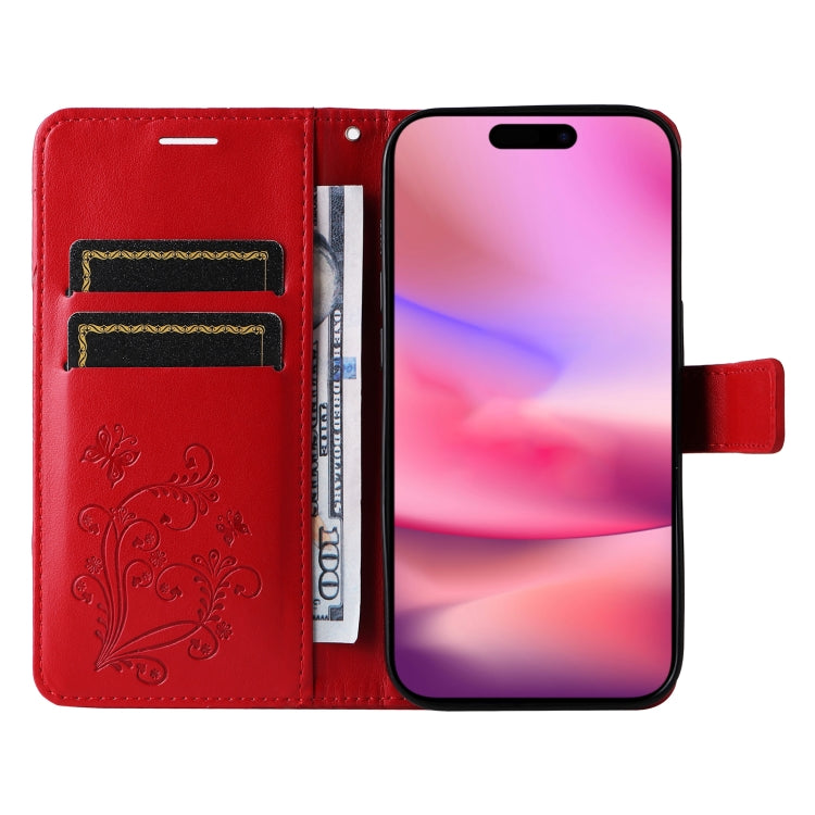 For iPhone 16 3D Butterfly Embossed Pattern Flip Leather Phone Case(Red) - iPhone 16 Cases by buy2fix | Online Shopping UK | buy2fix