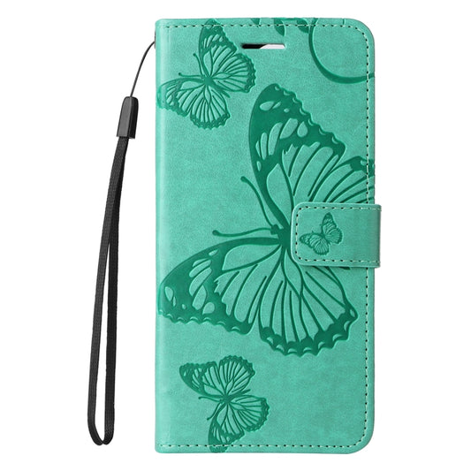 For iPhone 16 Plus 3D Butterfly Embossed Pattern Flip Leather Phone Case(Green) by buy2fix