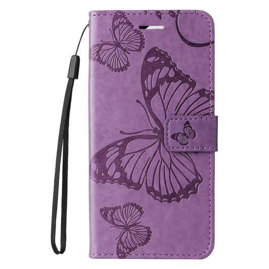 For iPhone 16 Pro 3D Butterfly Embossed Pattern Flip Leather Phone Case(Purple) by buy2fix
