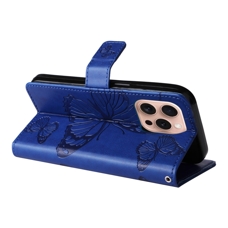 For iPhone 16 Pro 3D Butterfly Embossed Pattern Flip Leather Phone Case(Blue) - iPhone 16 Pro Cases by buy2fix | Online Shopping UK | buy2fix