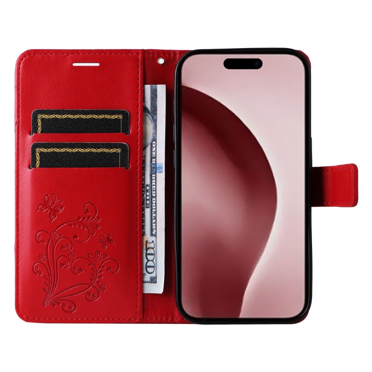 For iPhone 16 Pro 3D Butterfly Embossed Pattern Flip Leather Phone Case(Red) - iPhone 16 Pro Cases by buy2fix | Online Shopping UK | buy2fix