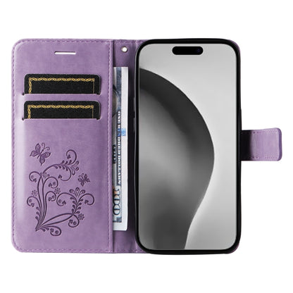 For iPhone 16 Pro Max 3D Butterfly Embossed Pattern Flip Leather Phone Case(Purple) - iPhone 16 Pro Cases by buy2fix | Online Shopping UK | buy2fix