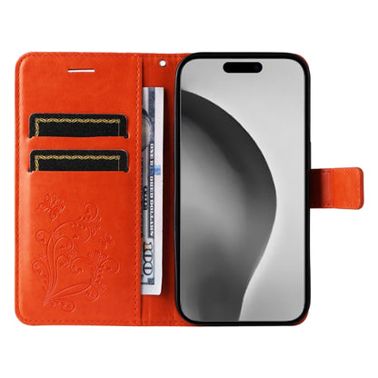 For iPhone 16 Pro Max 3D Butterfly Embossed Pattern Flip Leather Phone Case(Orange) - iPhone 16 Pro Cases by buy2fix | Online Shopping UK | buy2fix