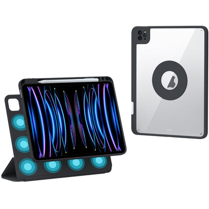 For iPad Pro 12.9 2022 / 2021 / 2020 Rotatable Magnetic Detachable Leather Tablet Case with Pen Slot(Black) - iPad Pro 12.9 (2022/2021) Cases by buy2fix | Online Shopping UK | buy2fix