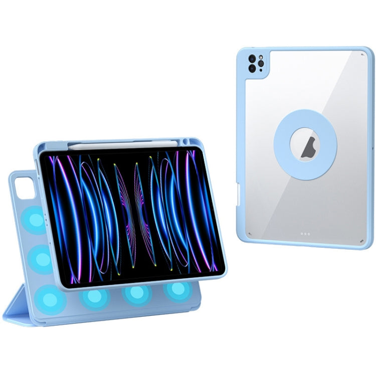 For iPad Pro 12.9 2022 / 2021 / 2020 Rotatable Magnetic Detachable Leather Tablet Case with Pen Slot(Blue) - iPad Pro 12.9 (2022/2021) Cases by buy2fix | Online Shopping UK | buy2fix