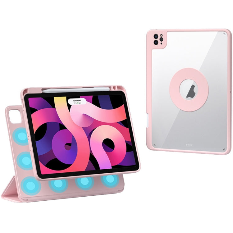 For iPad Pro 11 2022 / Air 10.9 2022 Rotatable Magnetic Detachable Leather Tablet Case with Pen Slot(Pink) - More iPad Cases by buy2fix | Online Shopping UK | buy2fix