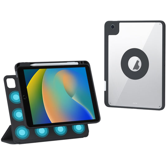 For iPad 10.2 2021 / Air 10.5 Rotatable Magnetic Detachable Leather Tablet Case with Pen Slot(Black) - iPad 10.2 Cases by buy2fix | Online Shopping UK | buy2fix