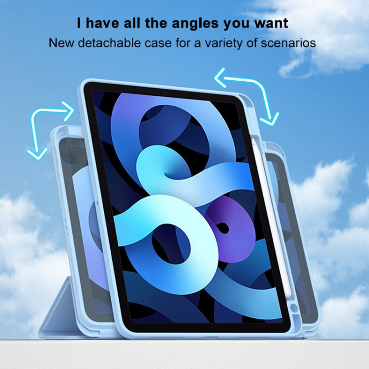 For iPad Pro 12.9 2022 / 2021 / 2020 Rotatable Magnetic Detachable Leather Tablet Case with Pen Slot(Silver Grey) - iPad Pro 12.9 (2022/2021) Cases by buy2fix | Online Shopping UK | buy2fix