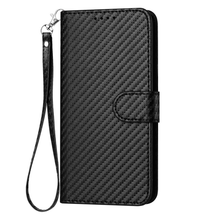 For Motorola Moto G 5G 2024 YX0070 Carbon Fiber Buckle Leather Phone Case with Lanyard(Black) - Motorola Cases by buy2fix | Online Shopping UK | buy2fix