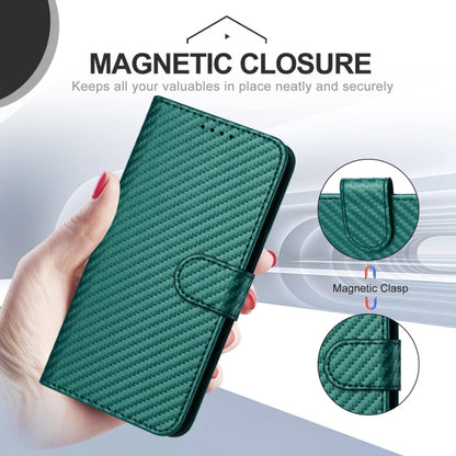 For Motorola Moto G 5G 2024 YX0070 Carbon Fiber Buckle Leather Phone Case with Lanyard(Dark Green) - Motorola Cases by buy2fix | Online Shopping UK | buy2fix