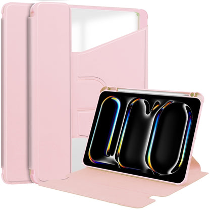 For iPad Pro 13 2024 Transparent Rotation Smart Leather Tablet Case(Pink) - iPad Pro 13 2024 Cases by buy2fix | Online Shopping UK | buy2fix