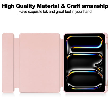 For iPad Pro 13 2024 Transparent Rotation Smart Leather Tablet Case(Pink) - iPad Pro 13 2024 Cases by buy2fix | Online Shopping UK | buy2fix