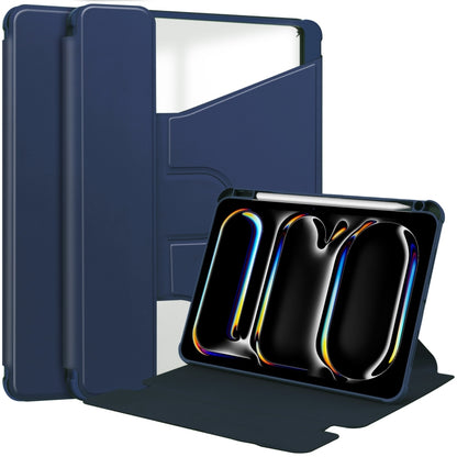 For iPad Pro 13 2024 Transparent Rotation Smart Leather Tablet Case(Dark Blue) - iPad Pro 13 2024 Cases by buy2fix | Online Shopping UK | buy2fix