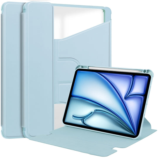 For iPad Air 13 2026 / 2025 / 2024 Transparent Rotation Smart Leather Tablet Case(Sky Blue)