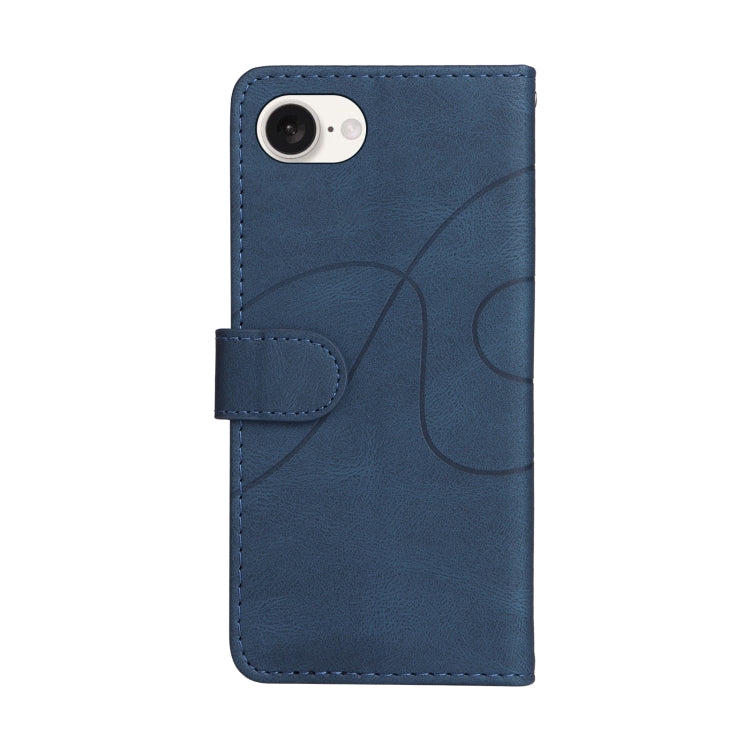For iPhone 16e Dual-color Splicing Flip Leather Phone Case(Blue) by buy2fix