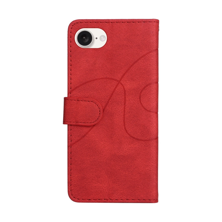 For iPhone 16e Dual-color Splicing Flip Leather Phone Case(Red) by buy2fix