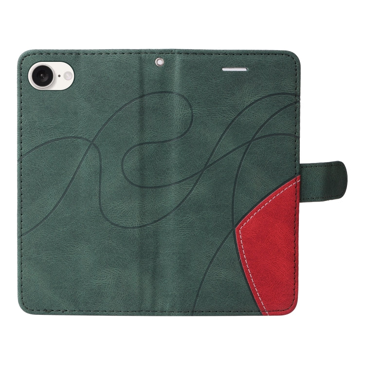 For iPhone 16e Dual-color Splicing Flip Leather Phone Case(Green) by buy2fix