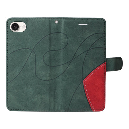 For iPhone 16e Dual-color Splicing Flip Leather Phone Case(Green) by buy2fix