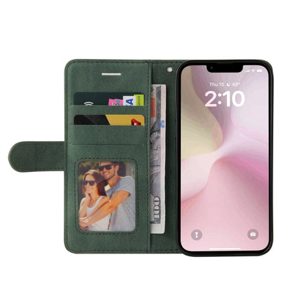 For iPhone 16e Dual-color Splicing Flip Leather Phone Case(Green) by buy2fix